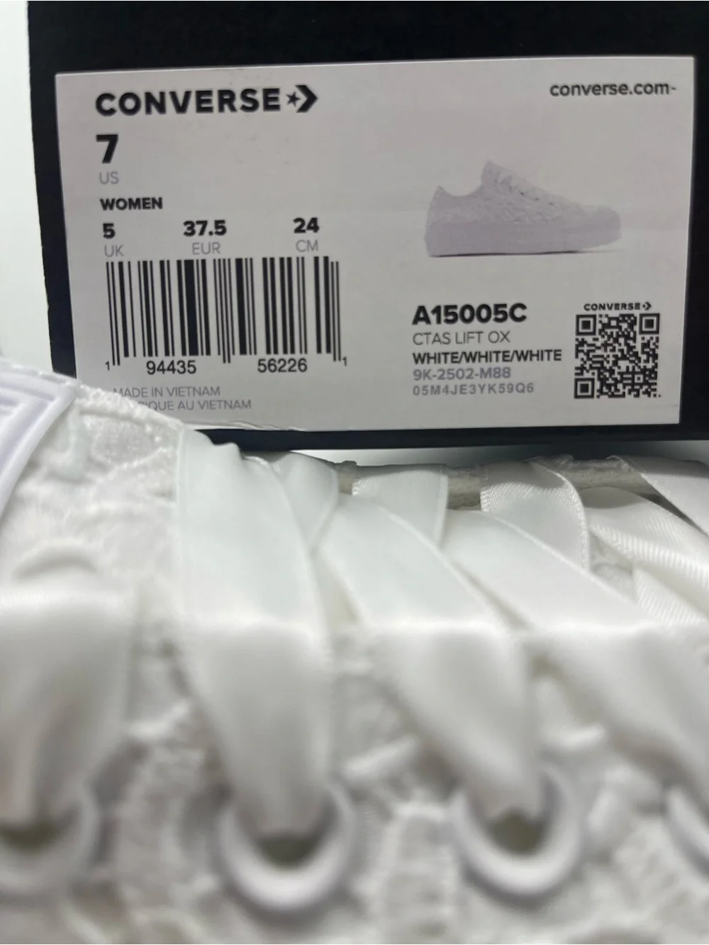 Converse CTAS LIFT OX WHITE/WHITE/WHITE Platform Sneakers A15005C